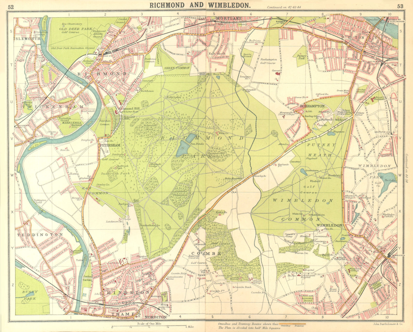 LONDON SW. Richmond Wimbledon Putney Twickenham Kingston-upon-Thames 1917 map