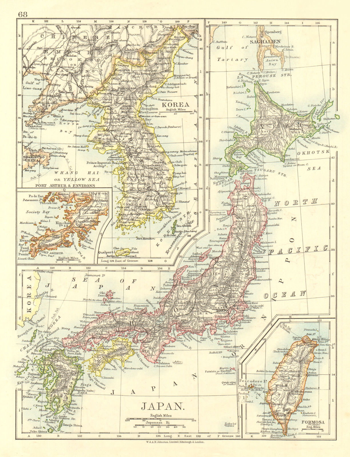 Associate Product COREA JAPAN FORMOSA. Korea Taiwan. Hachijo "penal settlement". JOHNSTON 1906 map