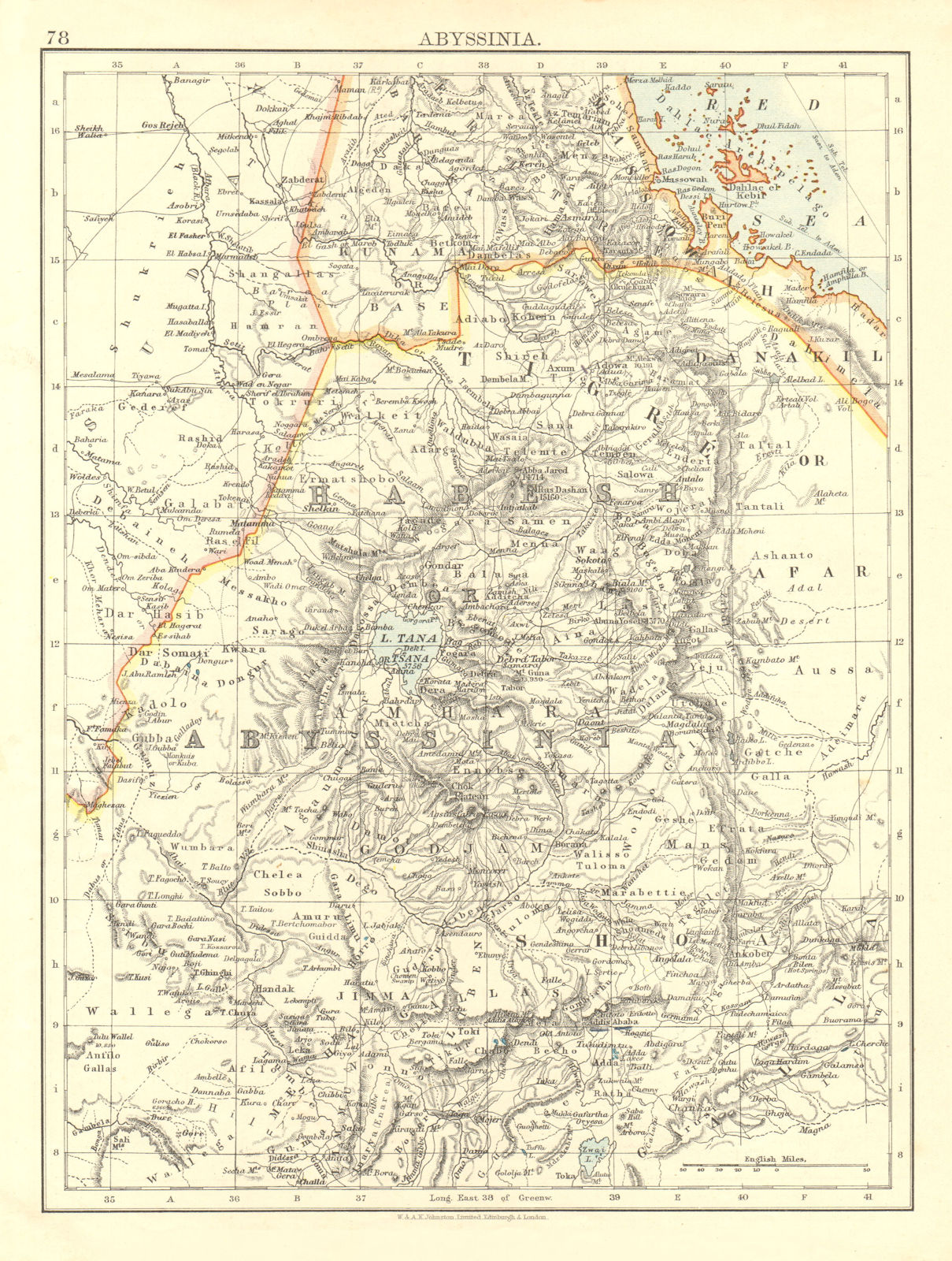 Associate Product HABESH or ABYSSINIA. Tigre Amhara Shoa Godjam. Ethiopia.  JOHNSTON 1906 map