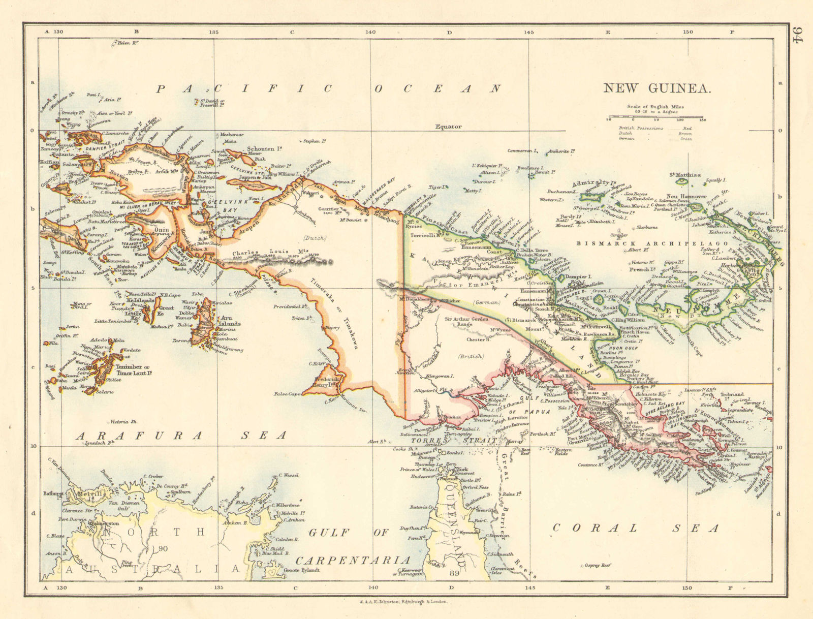 COLONIAL NEW GUINEA. Kaiser Wilhelm Land. British & Dutch New Guinea  1906 map