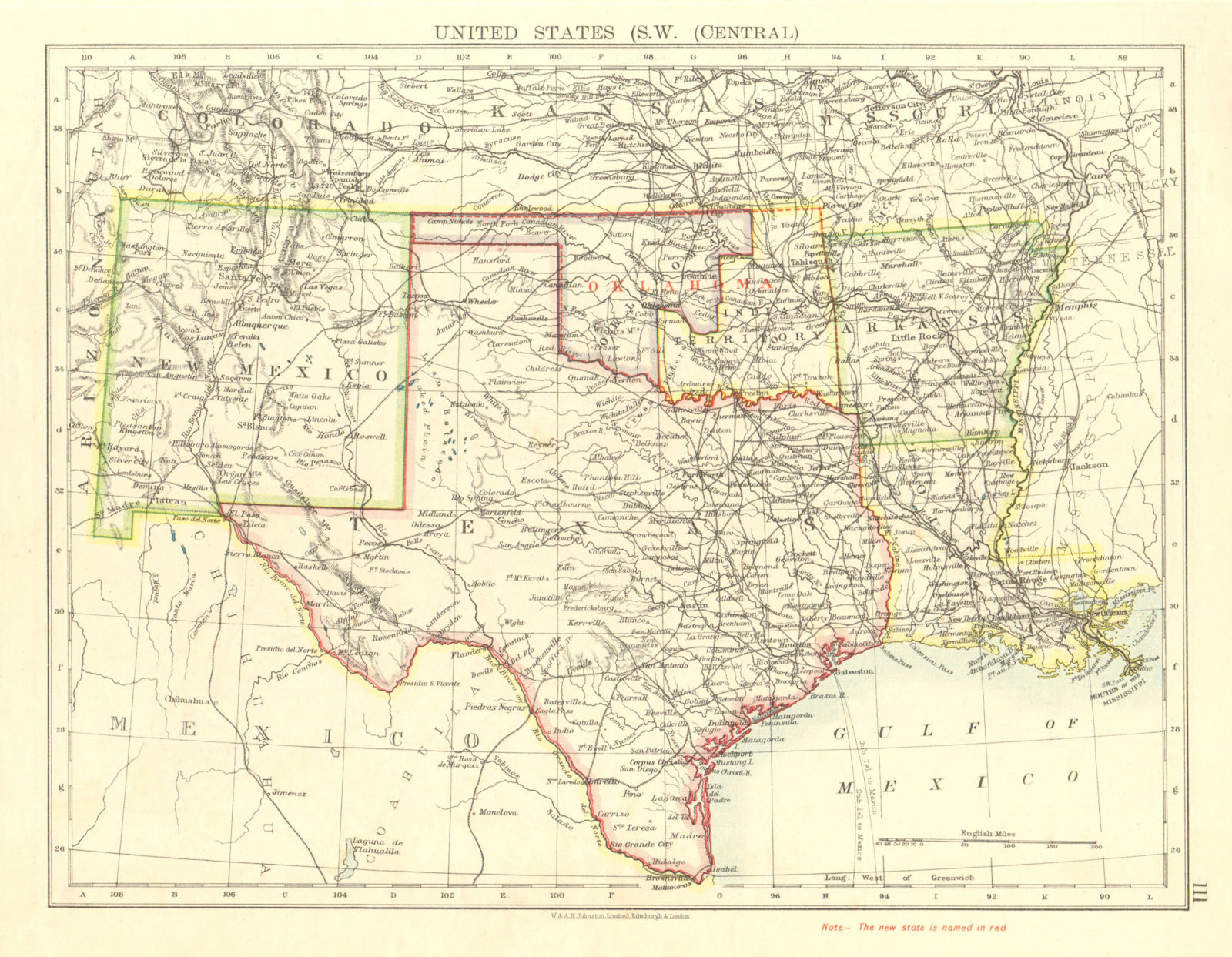 Associate Product USA SOUTH CENTRAL.Texas.Proposed state of Oklahoma inc Indian Territory 1906 map