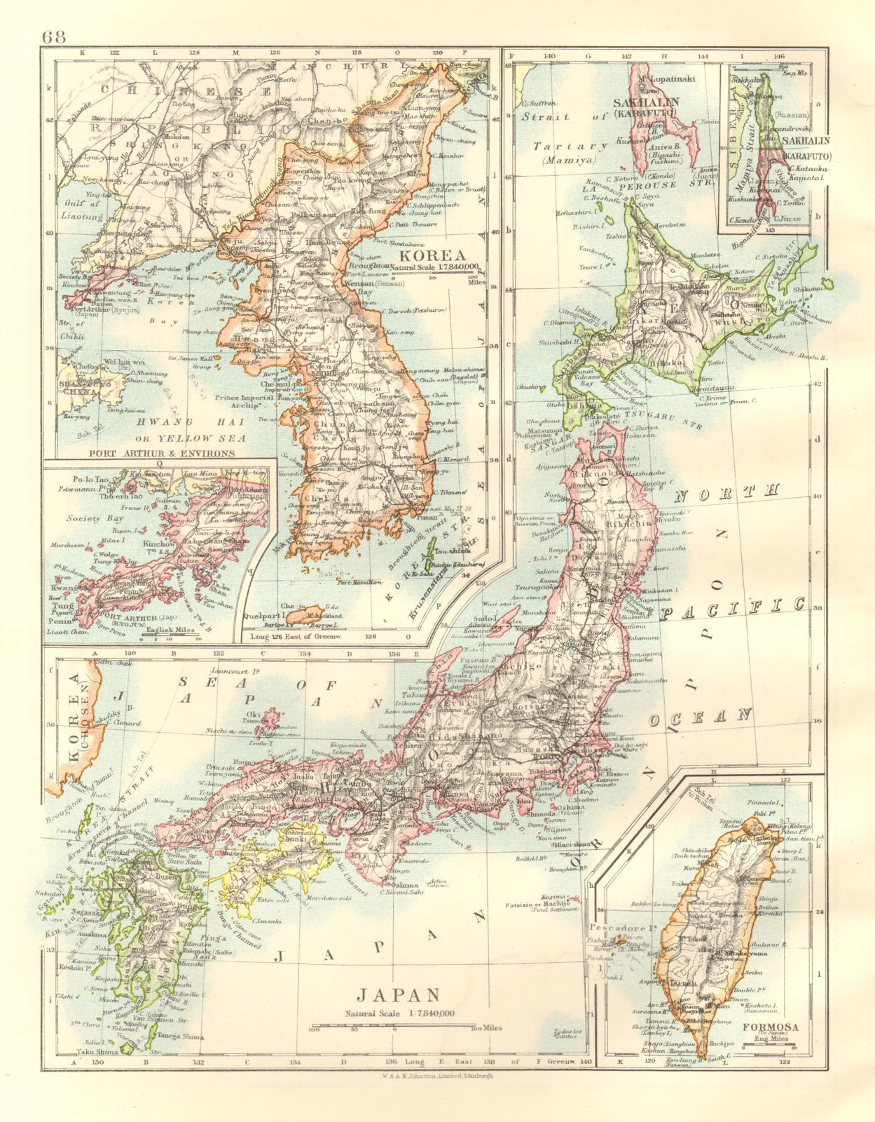 KOREA JAPAN FORMOSA. Japanese Port Arthur. Hachijo "penal settlement" 1920 map