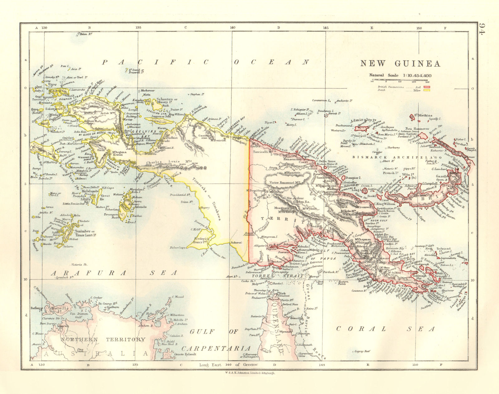 COLONIAL NEW GUINEA. British & Dutch New Guinea. Bismarck Archipelago 1920 map