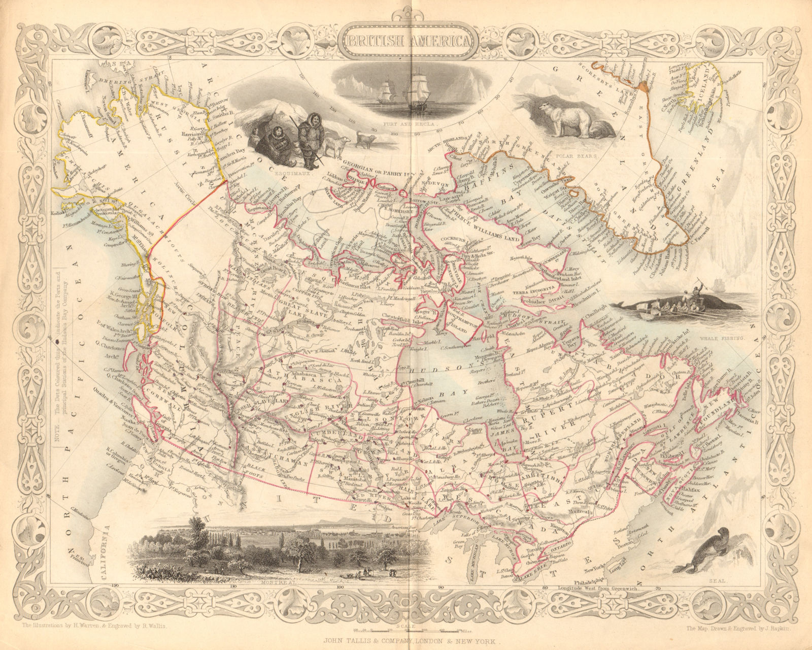 BRITISH AMERICA. Shows Hudson's Bay Company forts.Canada TALLIS/RAPKIN 1849 map