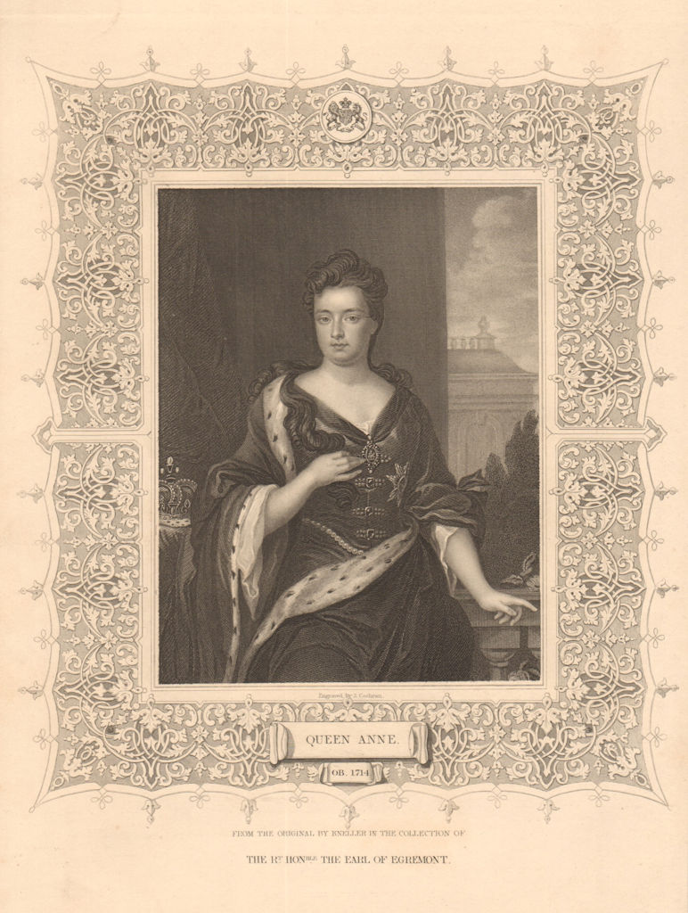 BRITISH HISTORY. Queen Anne. TALLIS 1849 old antique vintage print picture