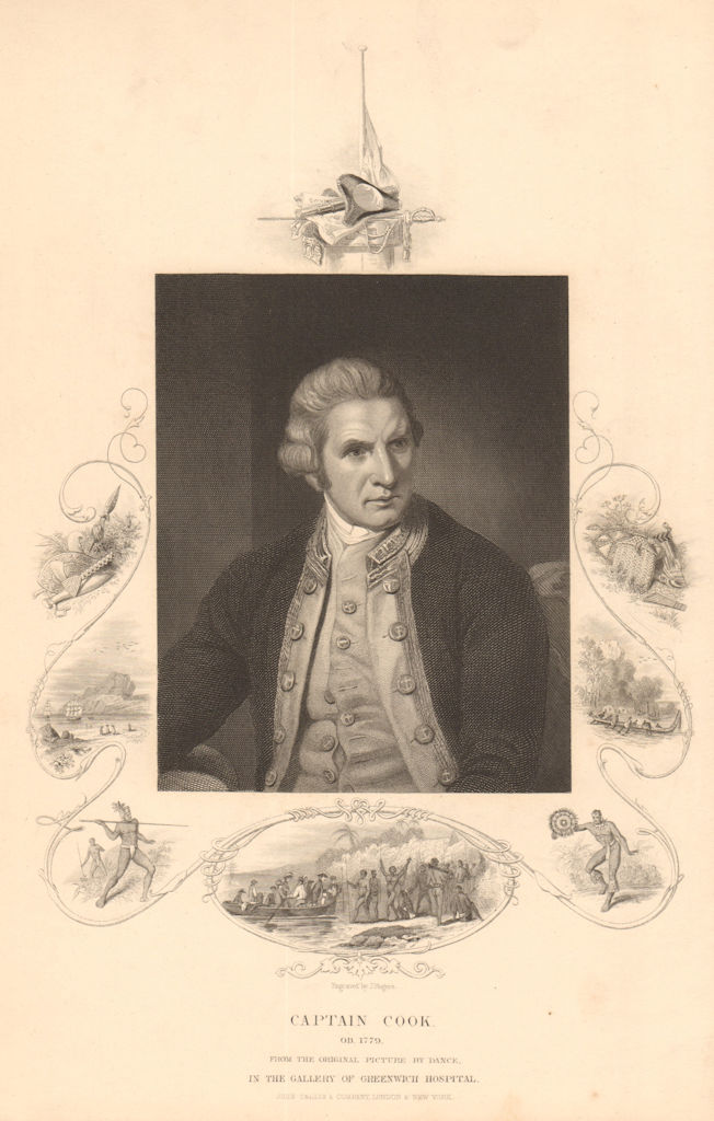 BRITISH HISTORY. Captain James Cook. Explorer. TALLIS 1849 old antique print