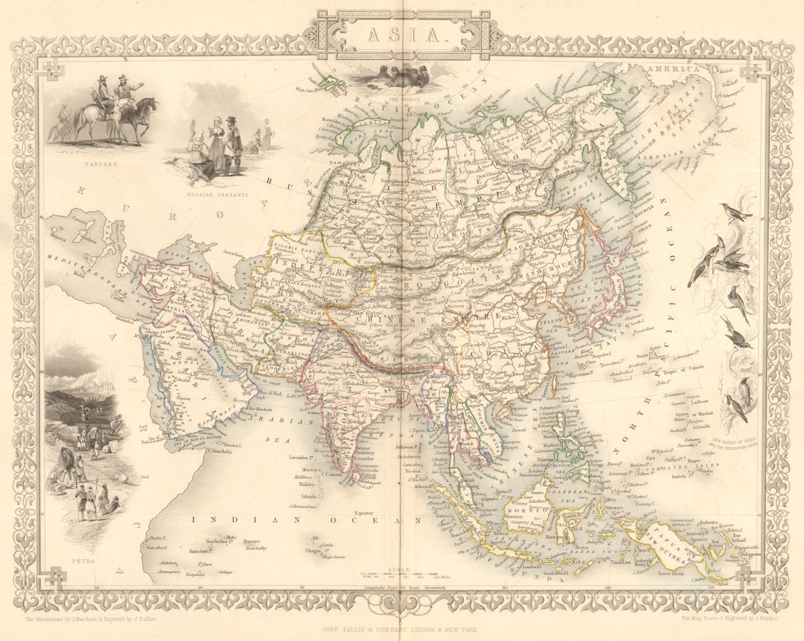 Associate Product ASIA. Tartary Siam Persia Cabool Cochinchina East Indies.TALLIS/RAPKIN 1849 map