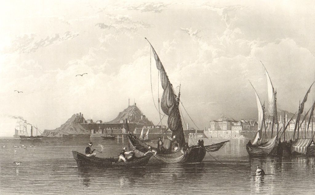 Steel engraved view of CORFU by John TALLIS. Greece 1849 old antique print