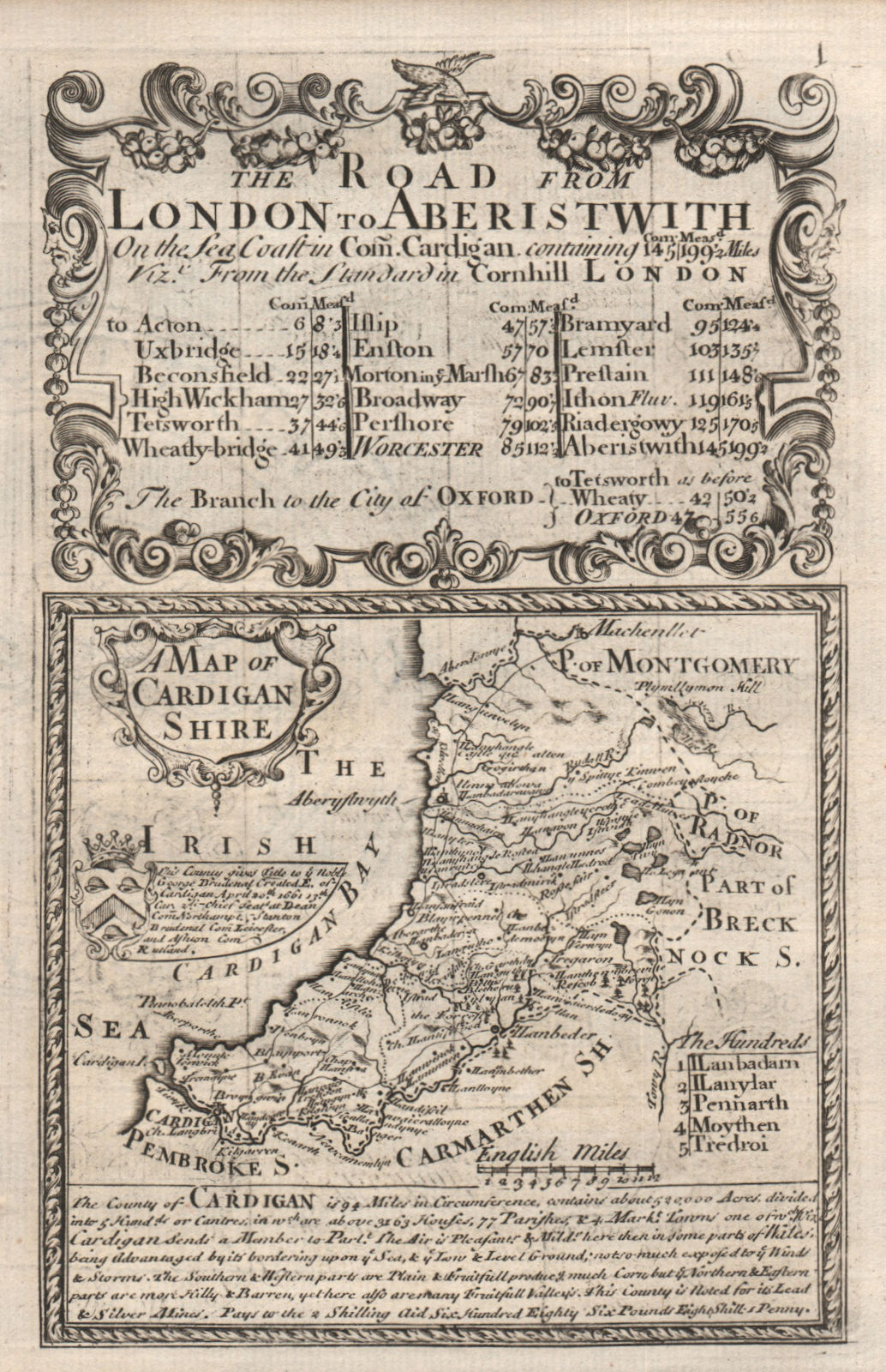 Associate Product 'A Map of Cardigan-Shire'. County map by J. OWEN & E. BOWEN. Cardiganshire 1753