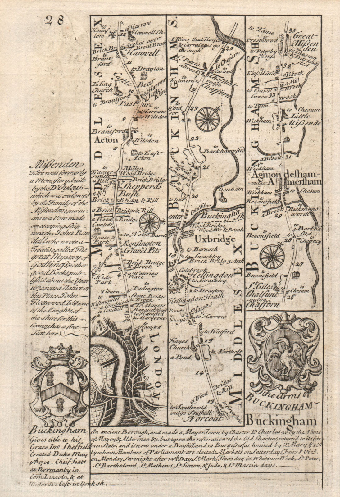 Associate Product London-Shepherds Bush-Acton-Uxbridge-Chalfont-Great Missenden BOWEN map 1753