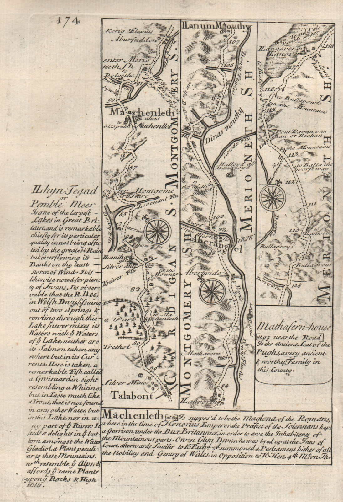 Talybont-Machynlleth-Aberangell-Llanymawddwy-Llangower OWEN/BOWEN road map 1753