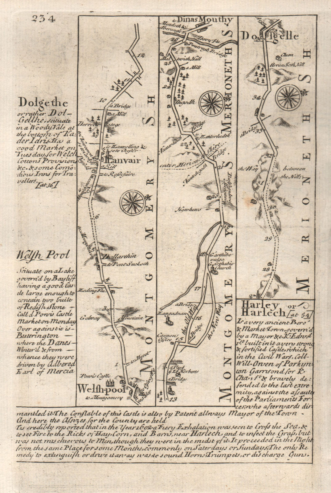 Welshpool-Llanfair Caereinion-Dinas Mawddwy-Dolgellau OWEN/BOWEN road map 1753
