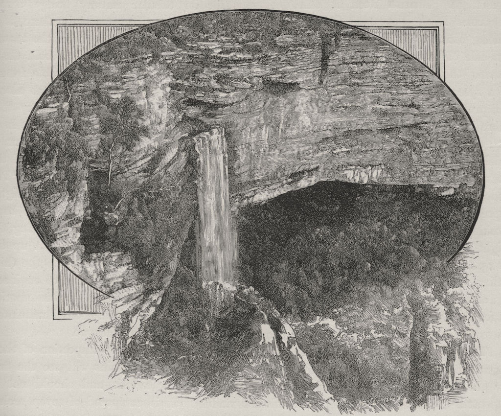 The Katoomba Falls. The Blue Mountains. Australia 1890 old antique print