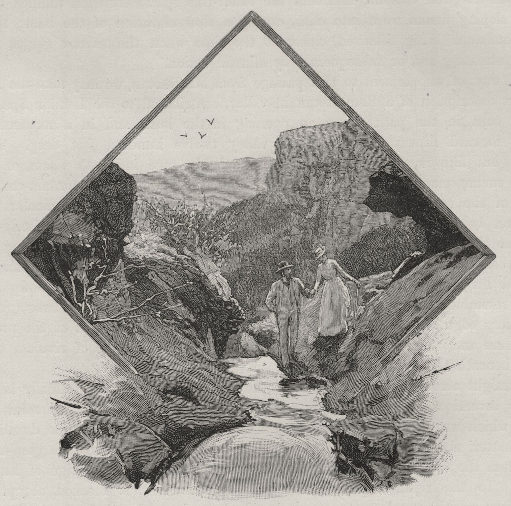 Wind Cave, Blackheath. The Blue Mountains. Australia 1890 old antique print