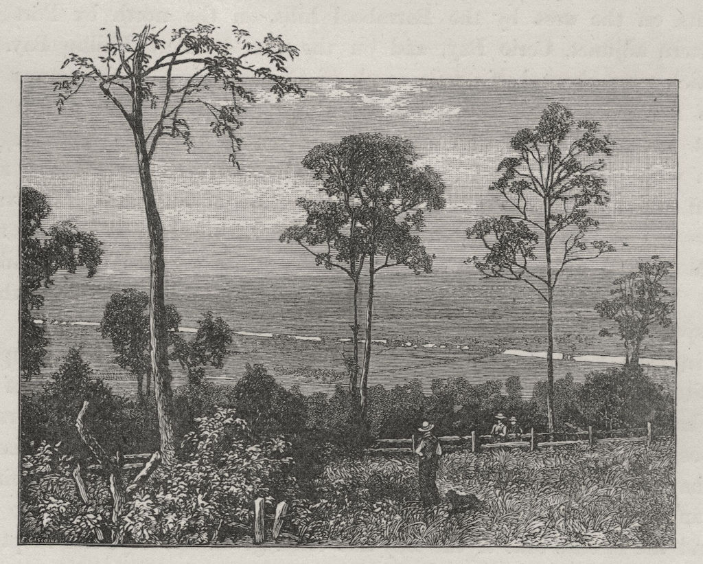 The Emu Plains and Nepean River. The Blue Mountains. Australia 1890 old print
