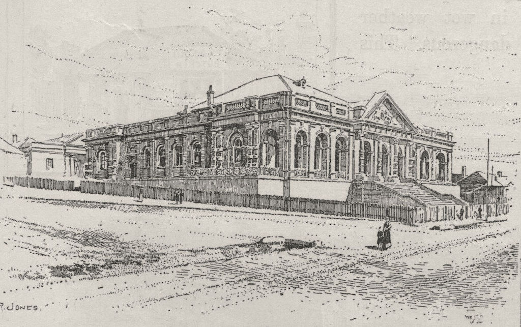 The Court House, Yass. Australia 1890 old antique vintage print picture