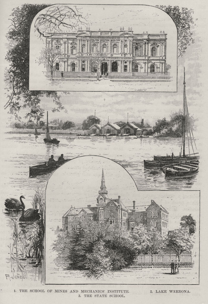 School of Mines & Mechanics Institute. Lake Weerona. State School Sandhurst 1890