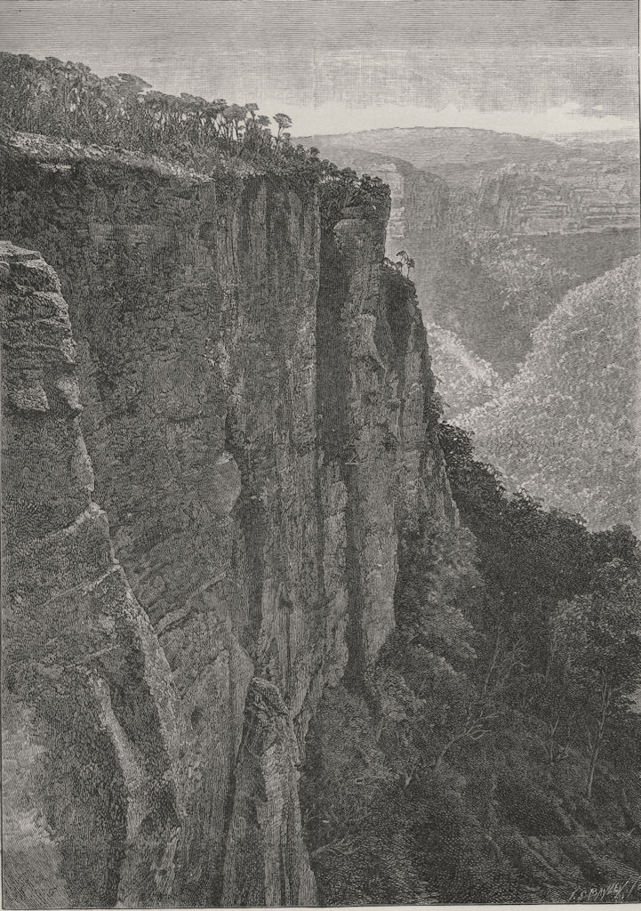 The Cliffs, Mount Victoria. The Blue Mountains. Australia 1890 old print