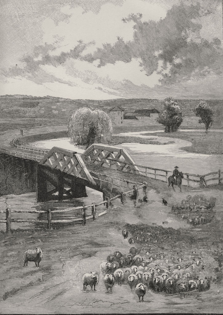 Bridge at Goulburn. Australia 1890 old antique vintage print picture