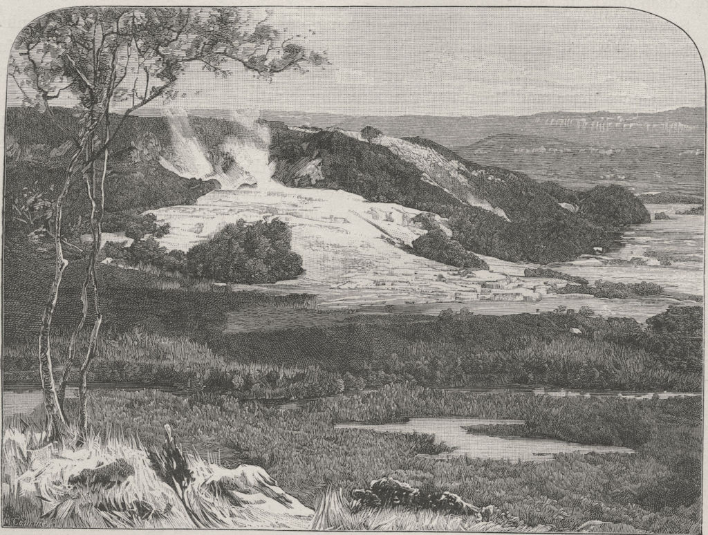 Associate Product The White Terrace, Rotomahana, before the Eruption. New Zealand 1890 old print