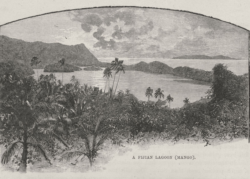 A Fijian Lagoon, Mango. Yasawa-I-Lau. Fiji 1890 old antique print picture