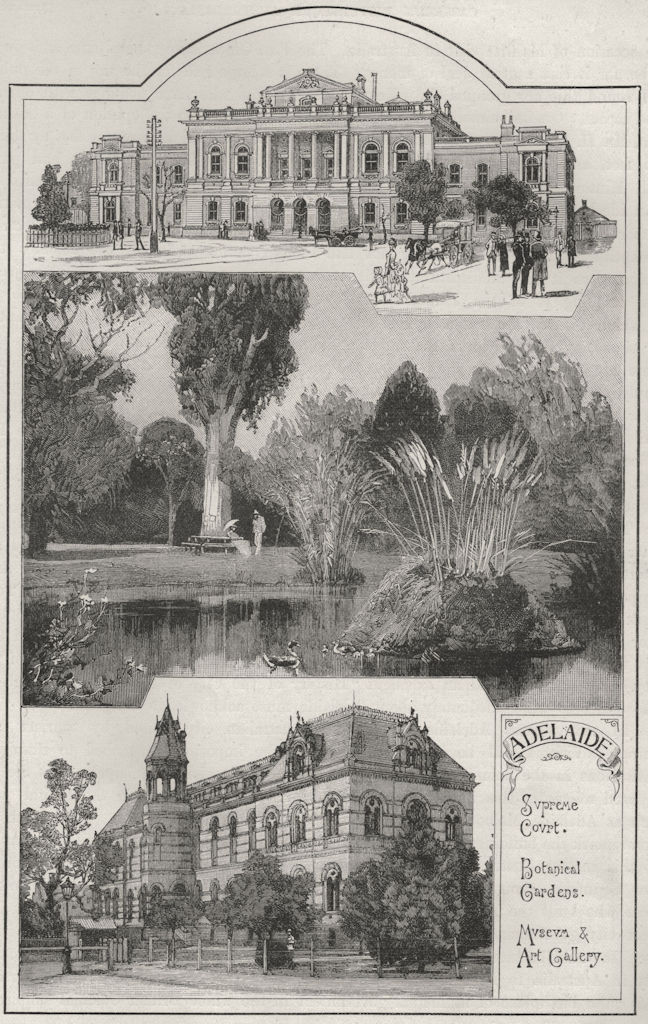 Associate Product Supreme Court; Botanical Gardens; Museum & Art Gallery. Adelaide. Australia 1890