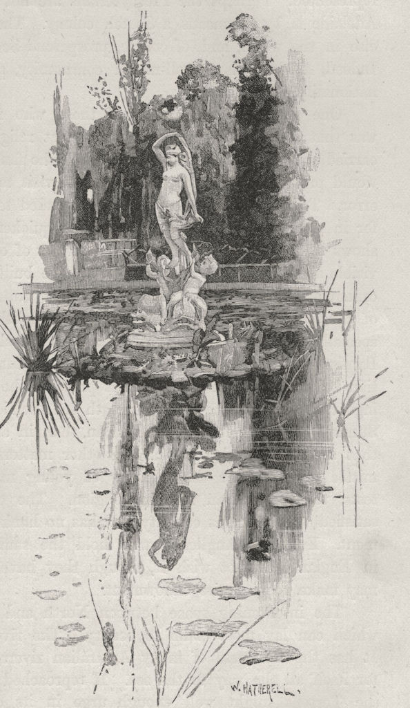 Fountain in Botanical Gardens. Adelaide. Australia 1890 old antique print