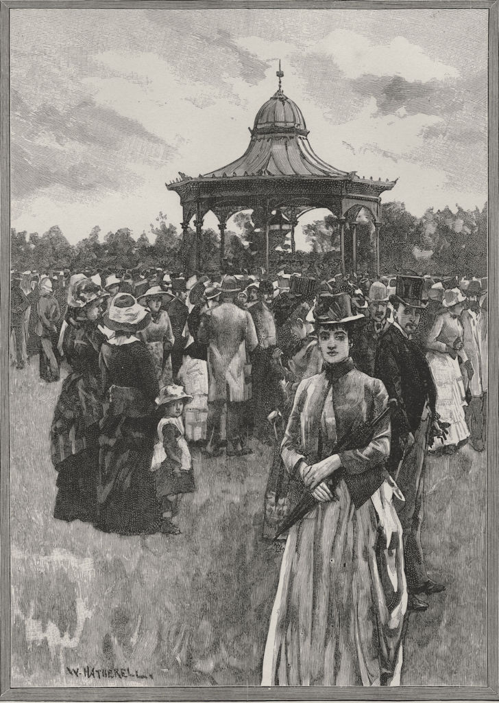 The Band Stand and Rotunda, Adelaide. Adelaide. Australia 1890 old print