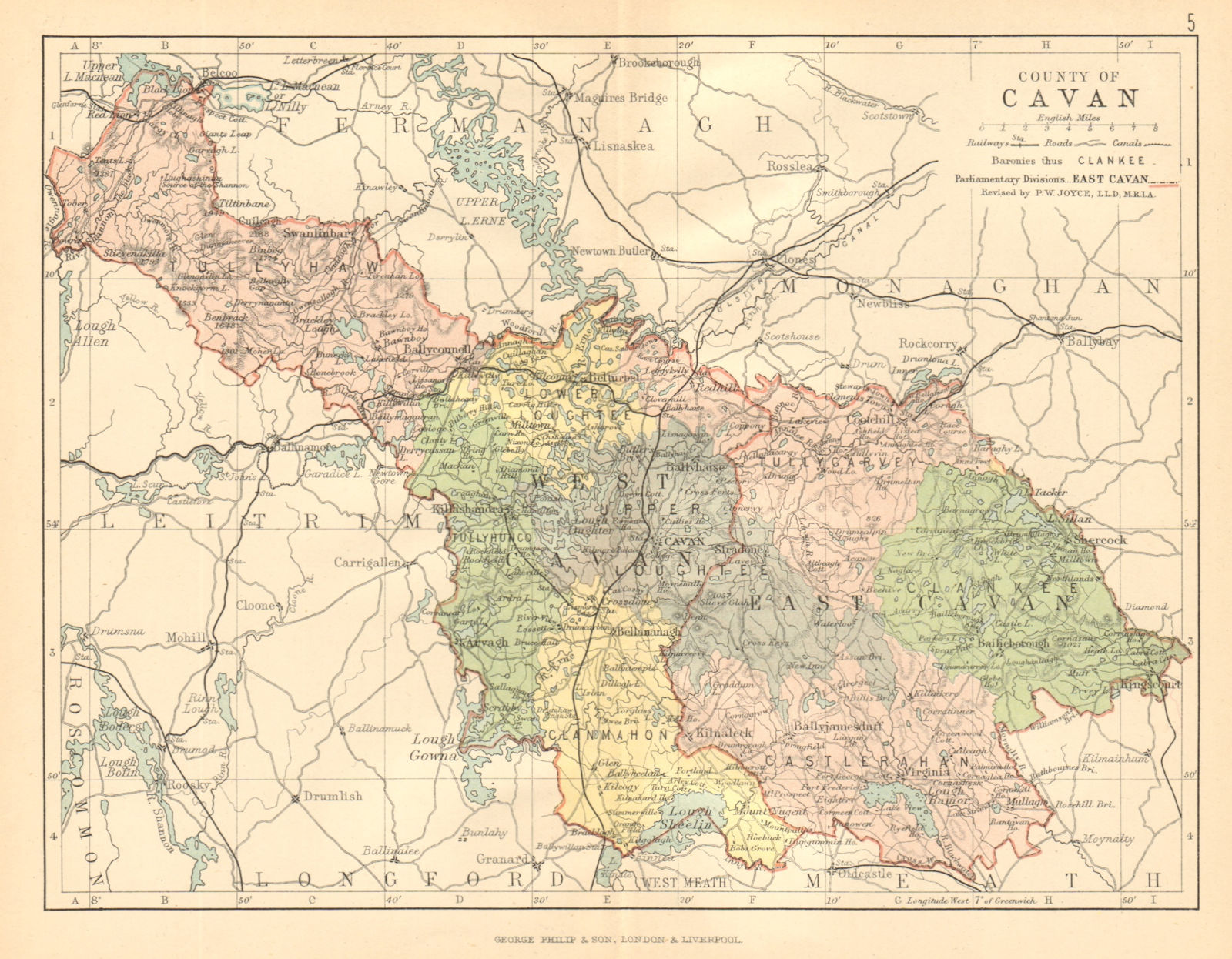 Associate Product COUNTY CAVAN. Antique county map. Ulster. Ireland. BARTHOLOMEW c1902 old