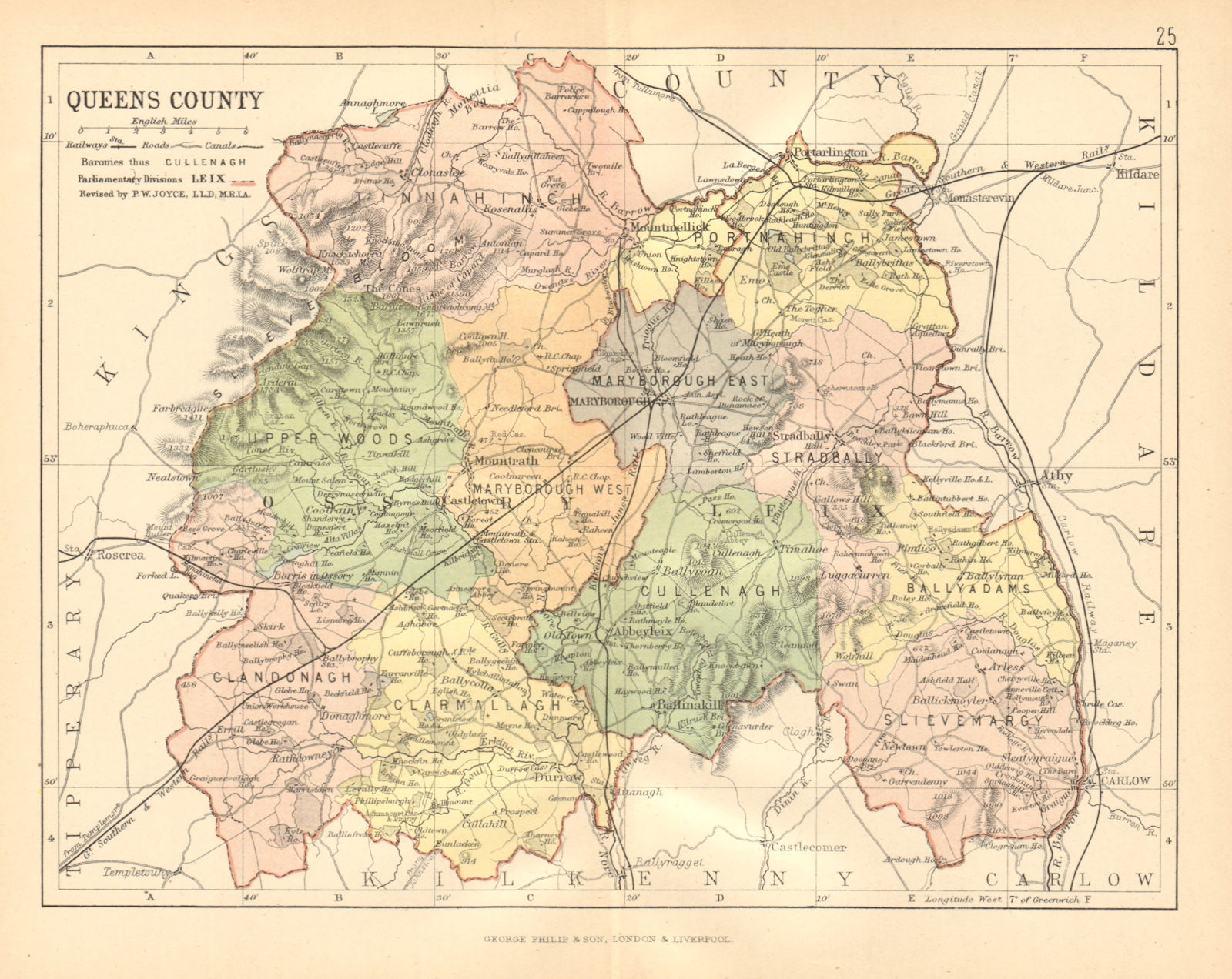 Associate Product QUEENS COUNTY (LAOIS) . Antique county map. Leinster. Ireland. BARTHOLOMEW c1902
