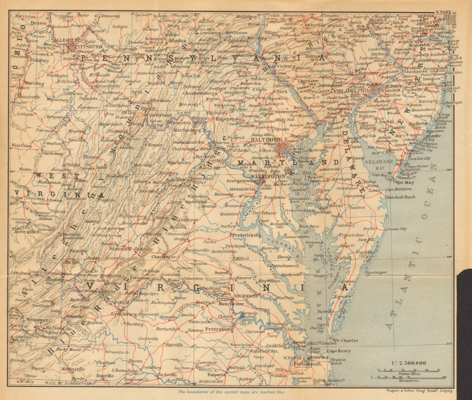 Associate Product USA ATLANTIC STATES RAILWAY MAP. Appalachia. Baltimore Philadelphia 1904