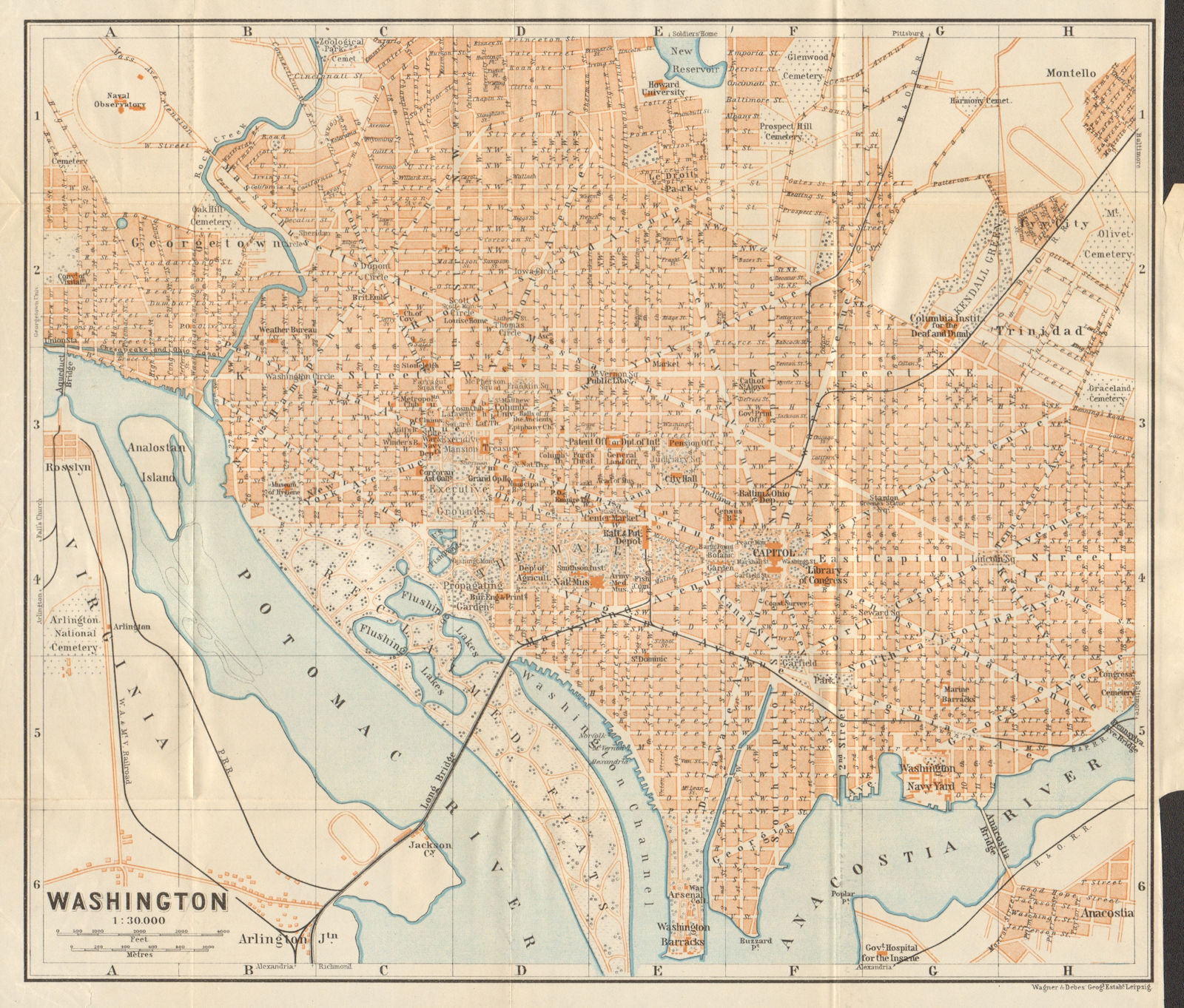 Associate Product WASHINGTON DC antique town city plan. BAEDEKER 1904 old map chart