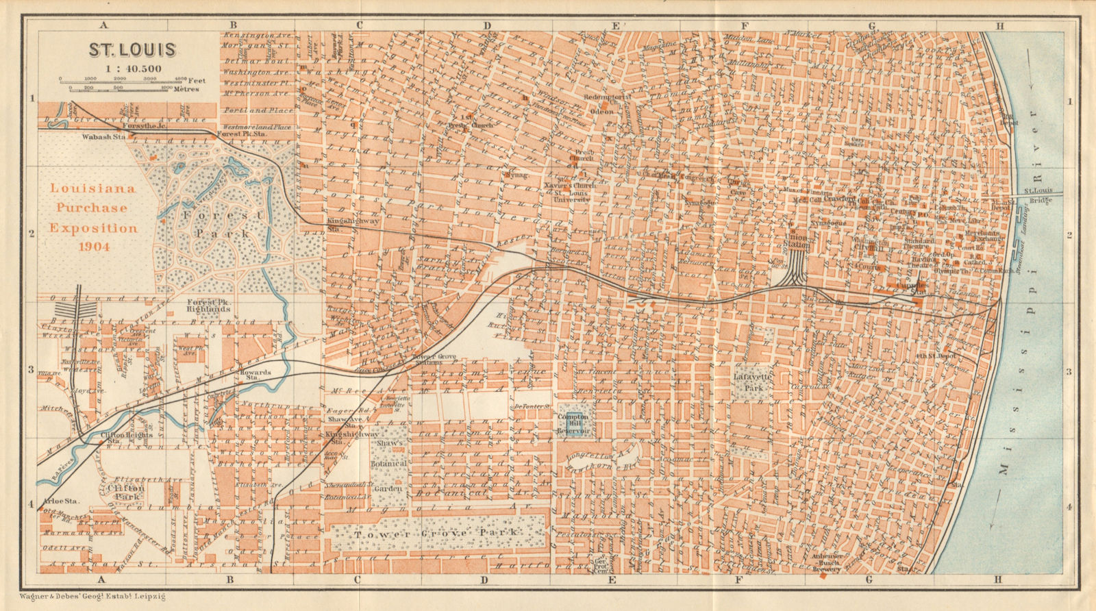 Associate Product ST. LOUIS antique town city plan. Missouri. BAEDEKER 1904 old map