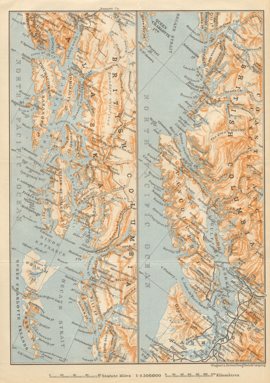 Associate Product BRITISH COLOMBIA & ALASKA COAST. Vancouver & Queen Charlotte Islands 1904 map
