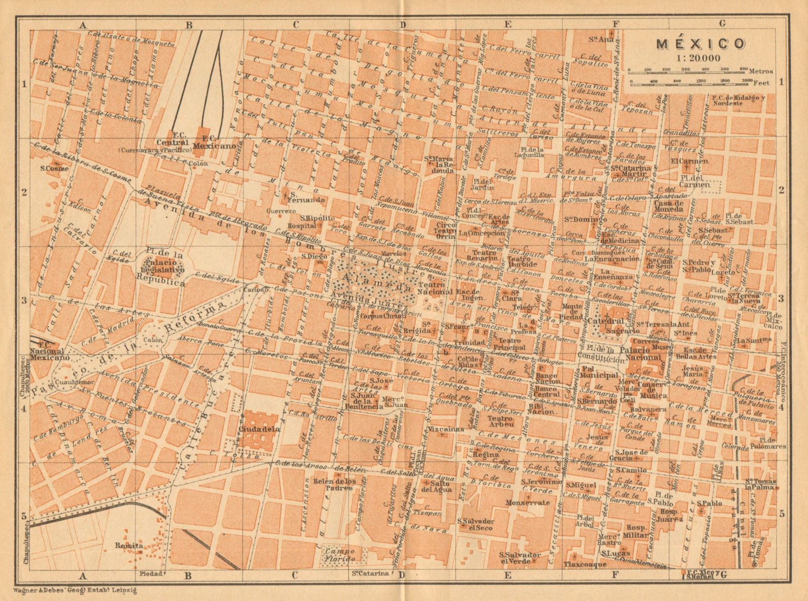 Associate Product MEXICO CITY. MÉXICO antique town ciudad plan mapa. BAEDEKER 1904 old