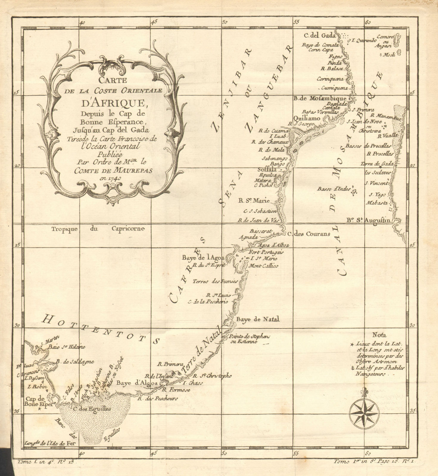 'Coste Orientale d'Afrique…' South Africa Mozambique. BELLIN 1758 old map