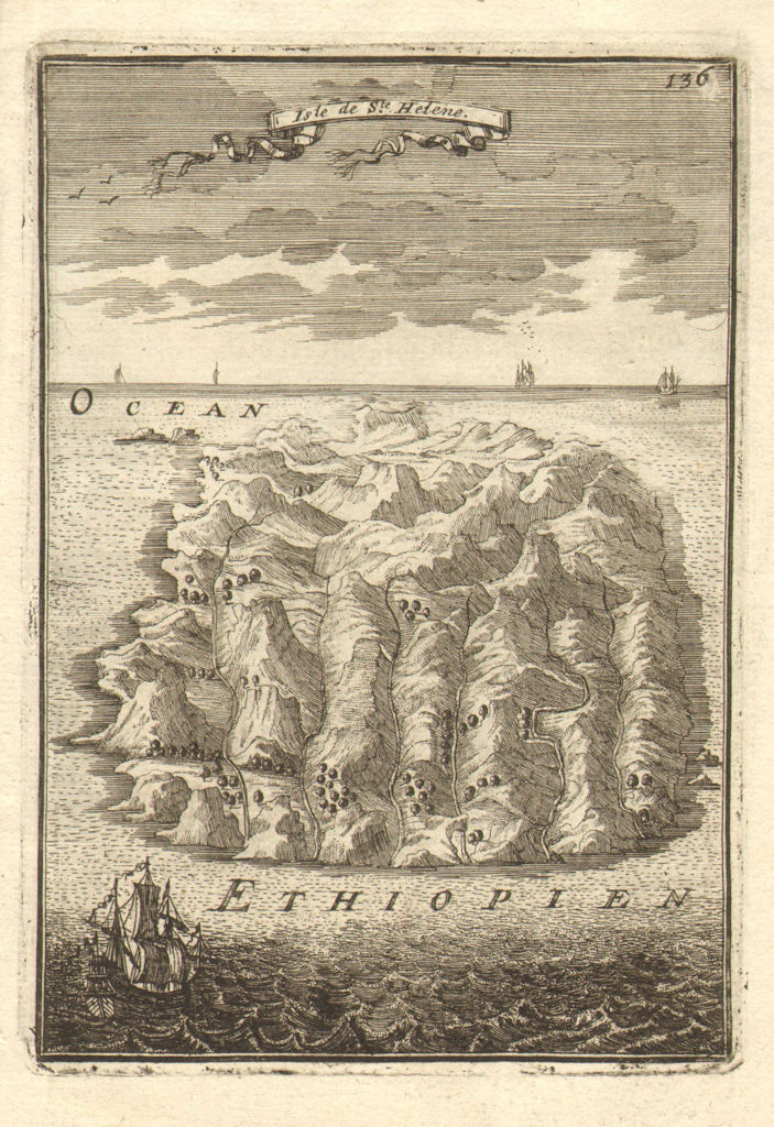 ST HELENA. 'Isle de Ste. Helene'. Valleys ships. South Atlantic. MALLET 1683