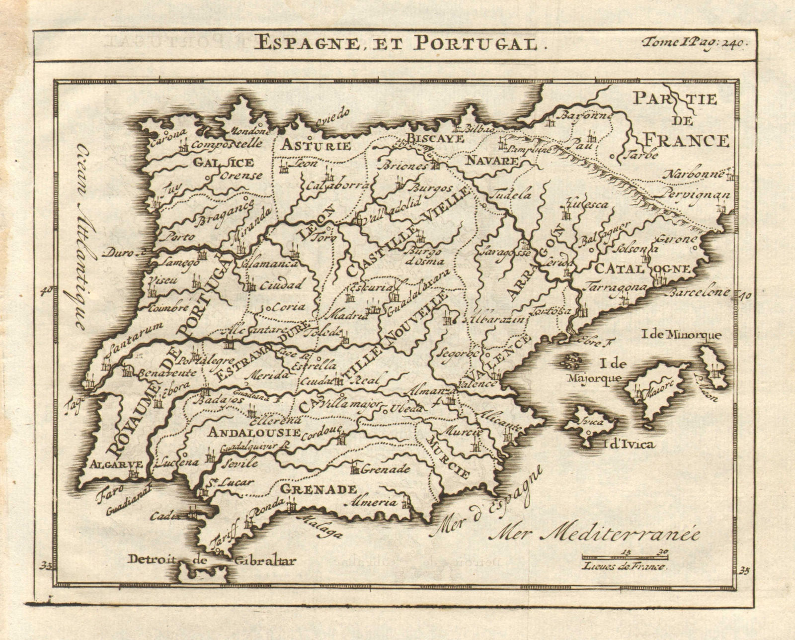 Associate Product 'Espagne et Portugal' by Henry Abraham Chatelain. Iberia Spain 1743 old map