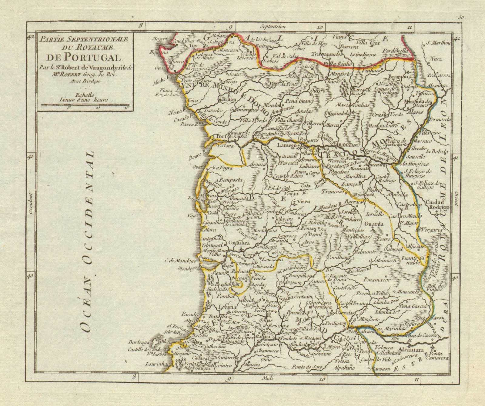 'Partie Septentrionale du Royaume de Portugal'. VAUGONDY. Beira Douro 1749 map