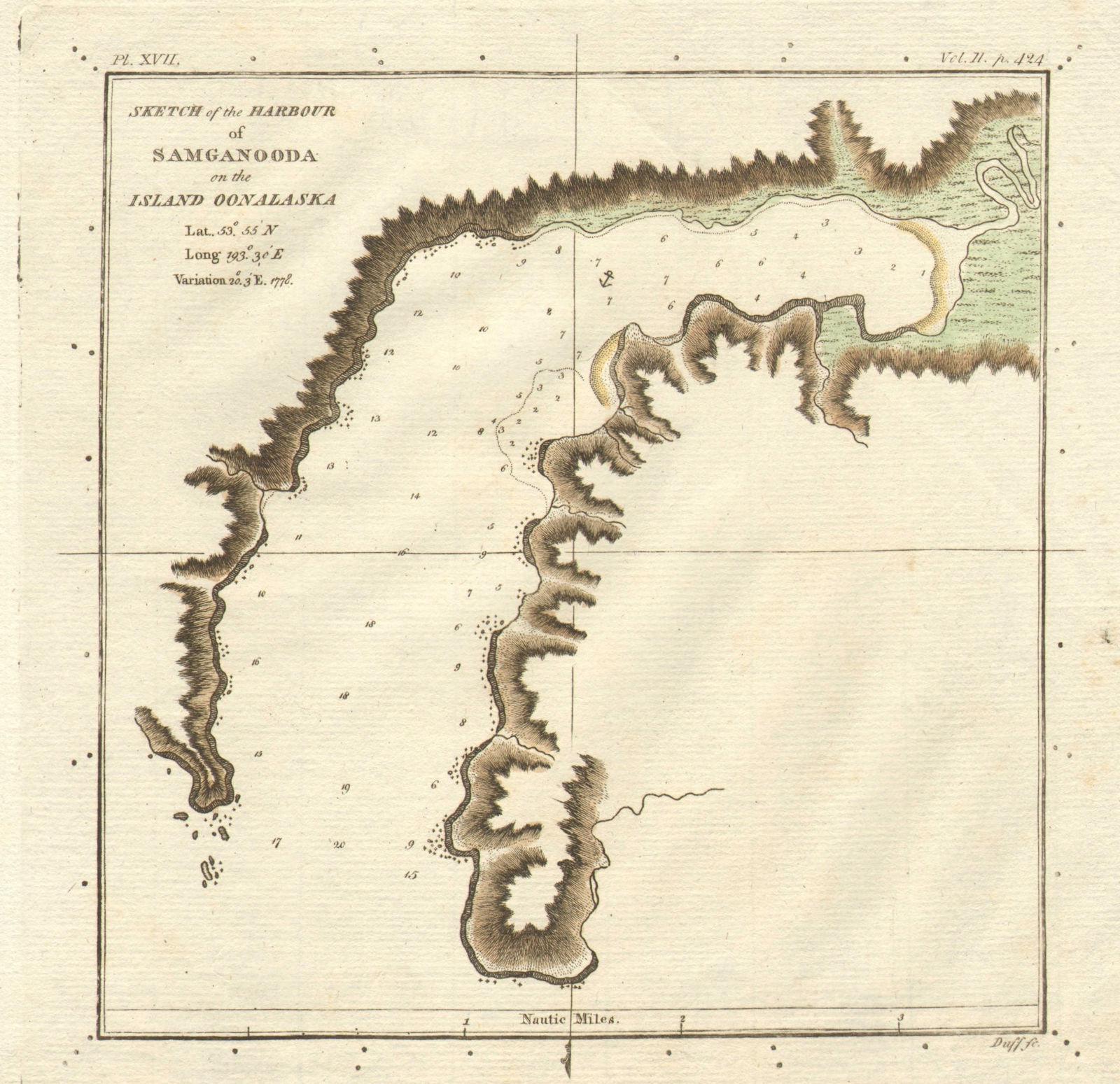 Associate Product Samganooda Harbour, Oonalaska by ROBERTS/COOK. Dutch harbor, Unalaska 1784 map