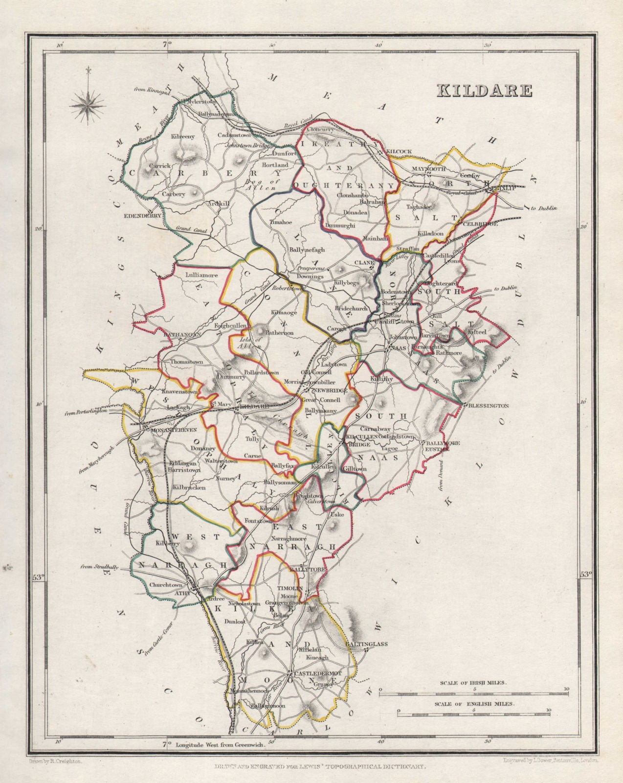 Associate Product COUNTY KILDARE antique map for LEWIS by CREIGHTON & DOWER. Ireland 1846