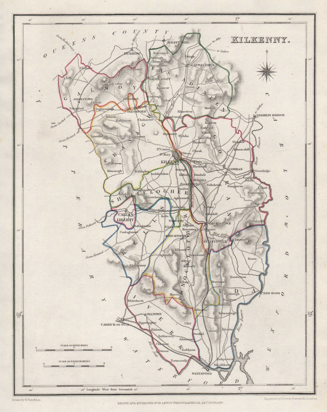 Associate Product COUNTY KILKENNY antique map for LEWIS by CREIGHTON & DOWER. Ireland 1846