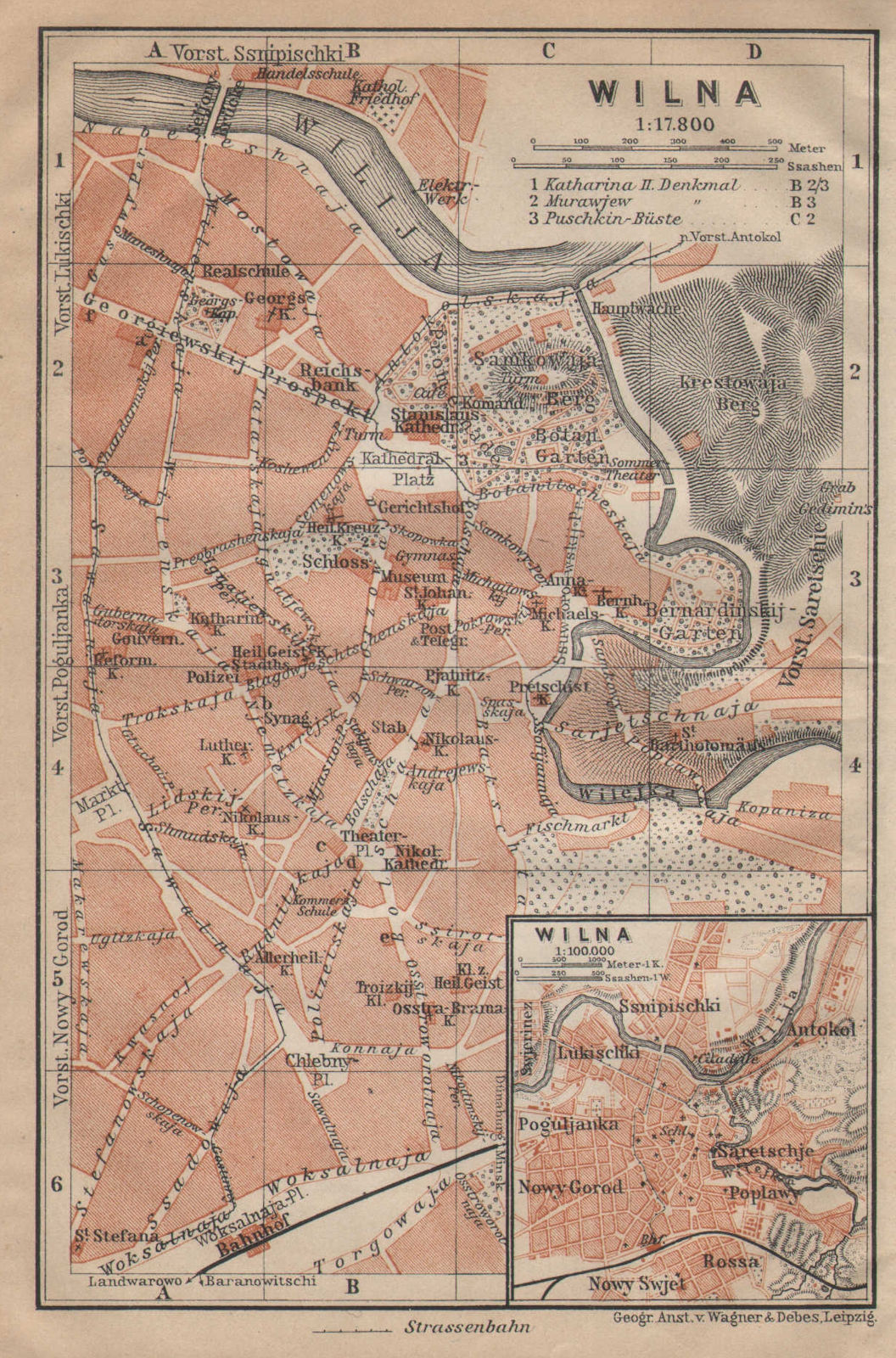 Vilnius town/city plan miestas miesto zemelapis planas. Wilna Lithuania 1912 map