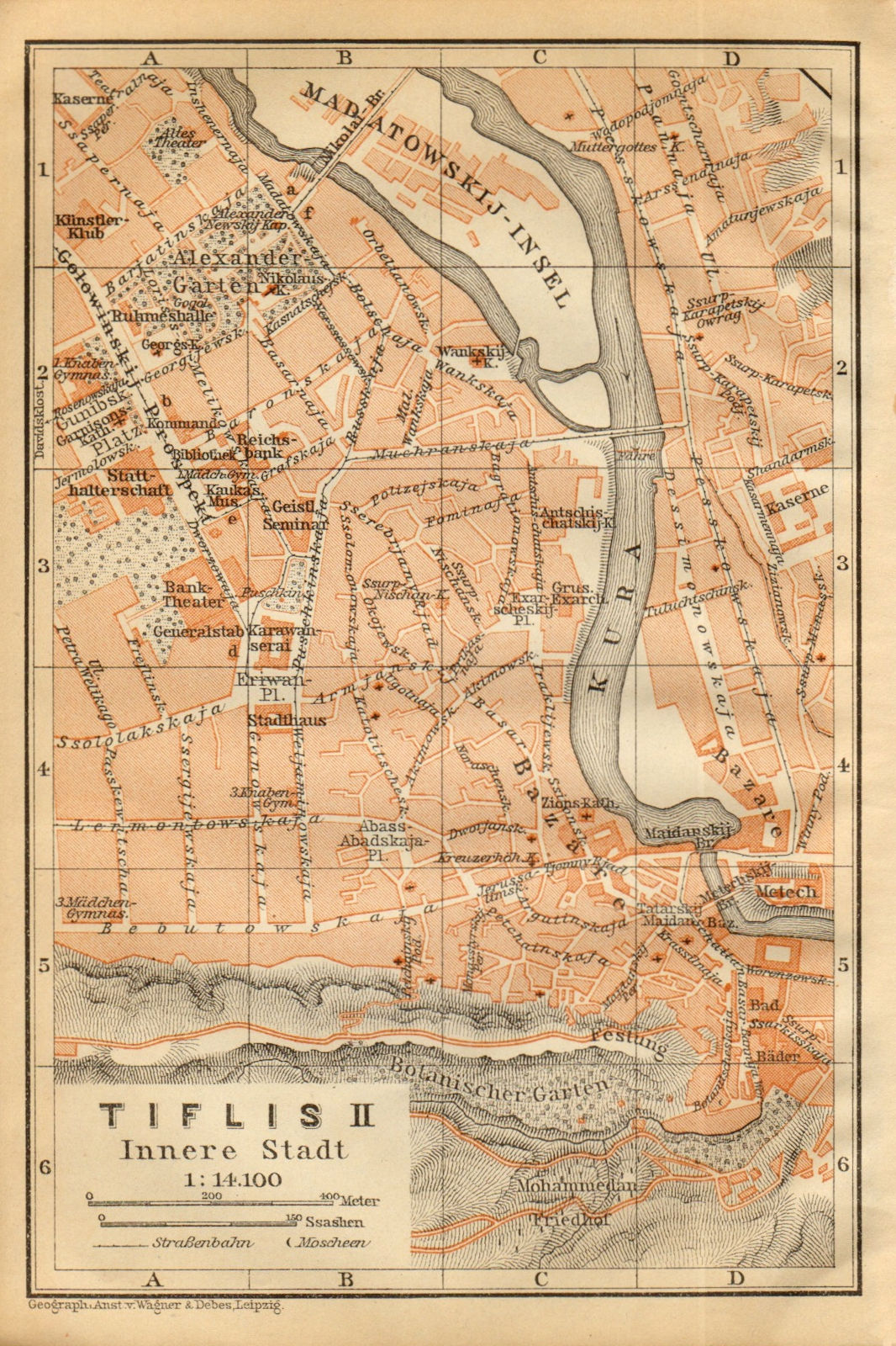 Associate Product Tbilisi (Tiflis) II town/city centre plan. Georgia. BAEDEKER 1912 old map
