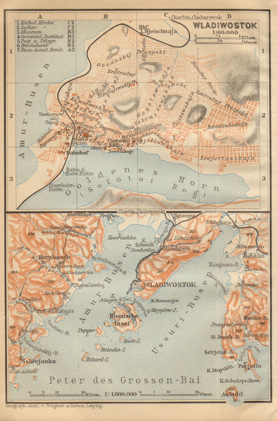 Associate Product Vladivostok town/city plan & environs. Russia. Wladiwostok. BAEDEKER 1912 map