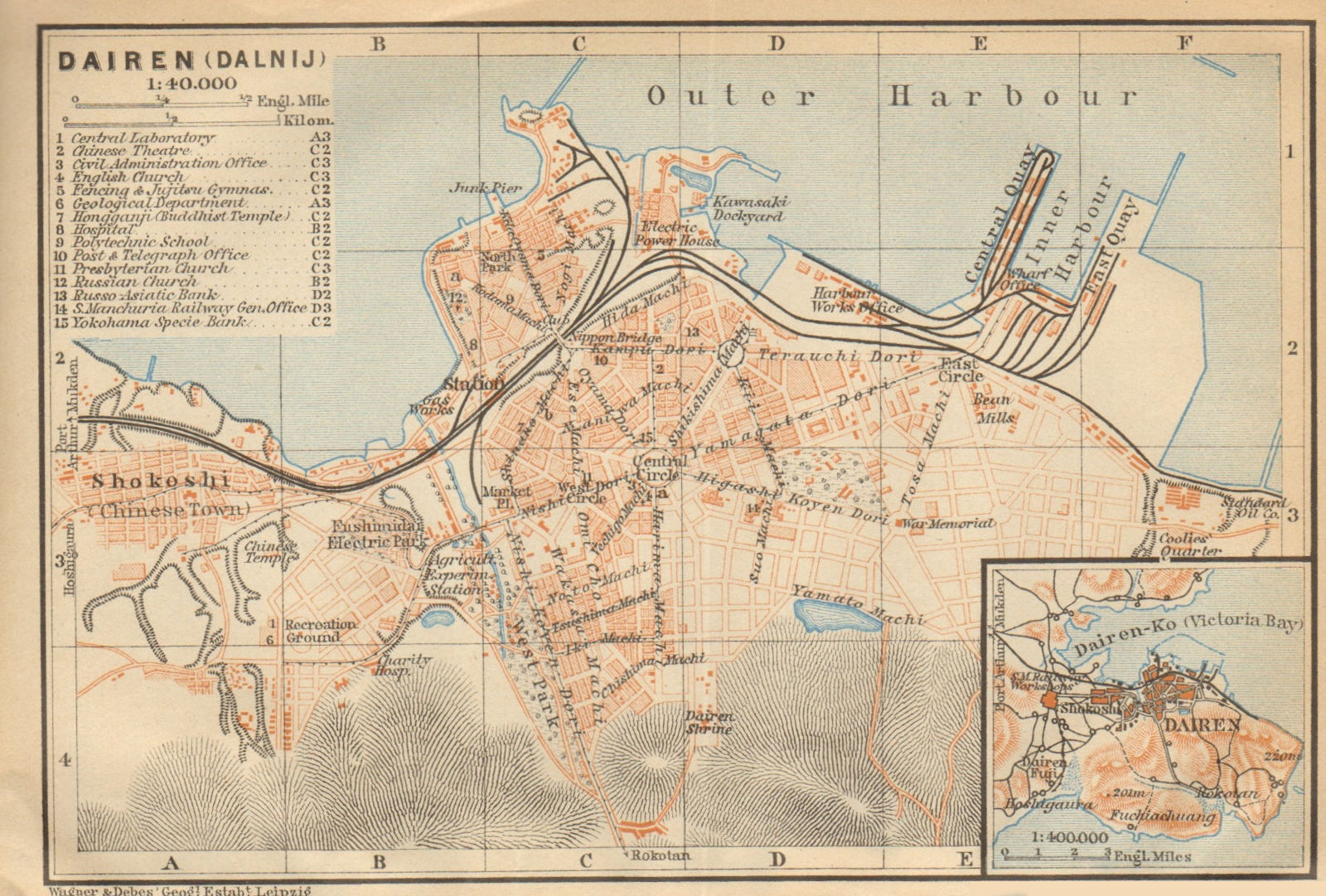 Associate Product Dalian (Dairen/Dalniy) town/city plan. China. BAEDEKER 1912 old antique map