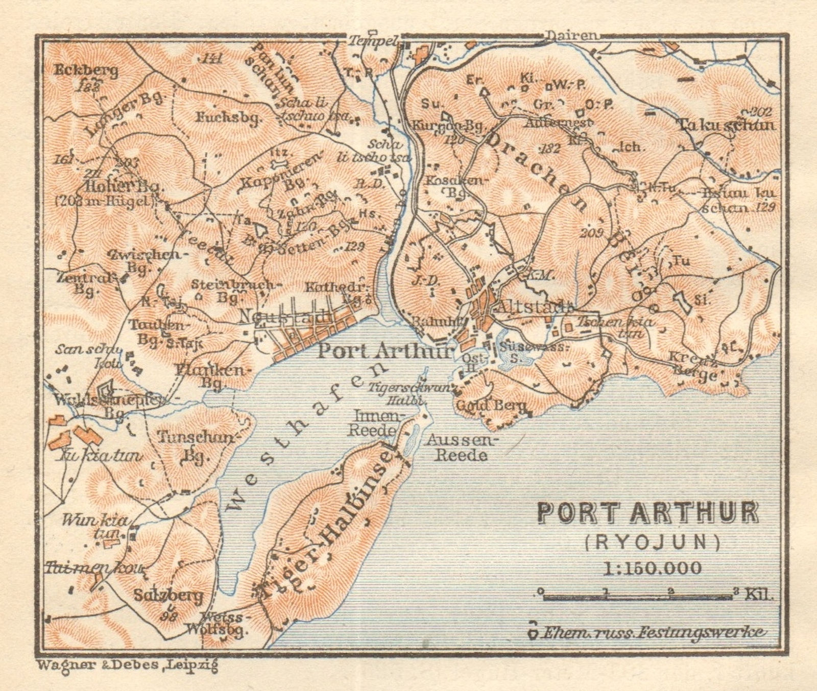 Associate Product Port Arthur city plan Lüshunkou/Lvshunkou District Ryojun China. SMALL 1912 map