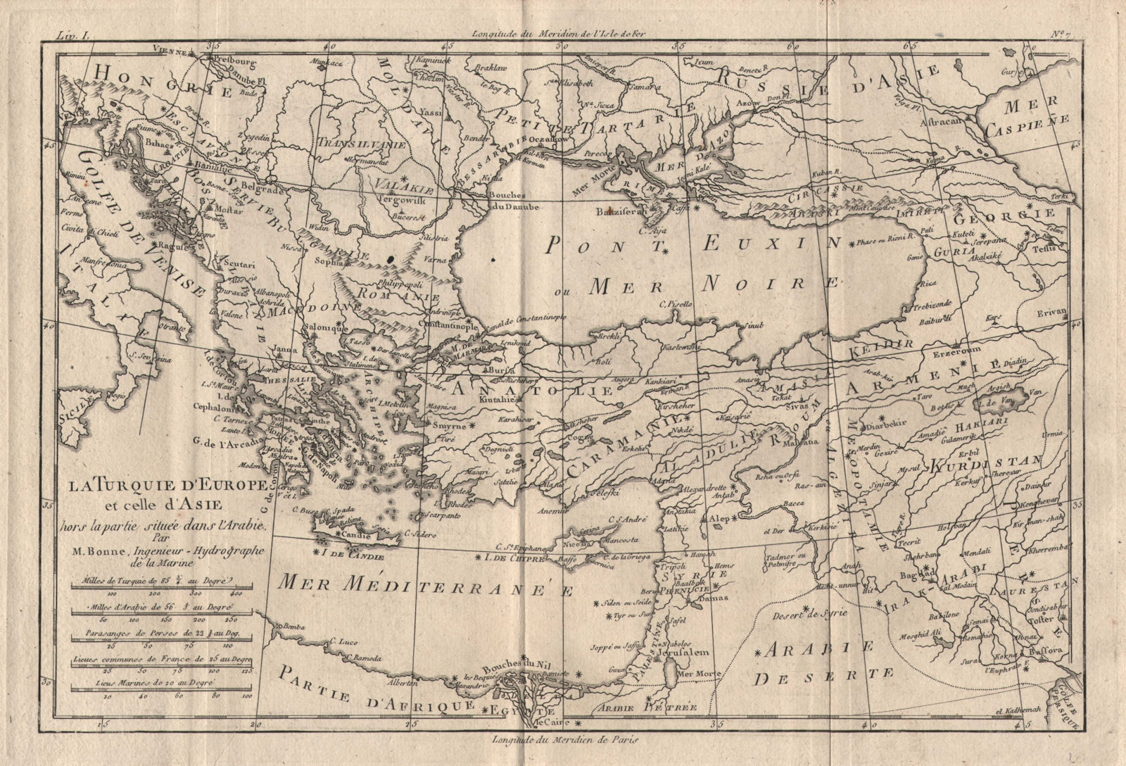 Associate Product "La Turquie d'Europe et celle d'Asie". Turkey in Europe & Asia. BONNE 1780 map
