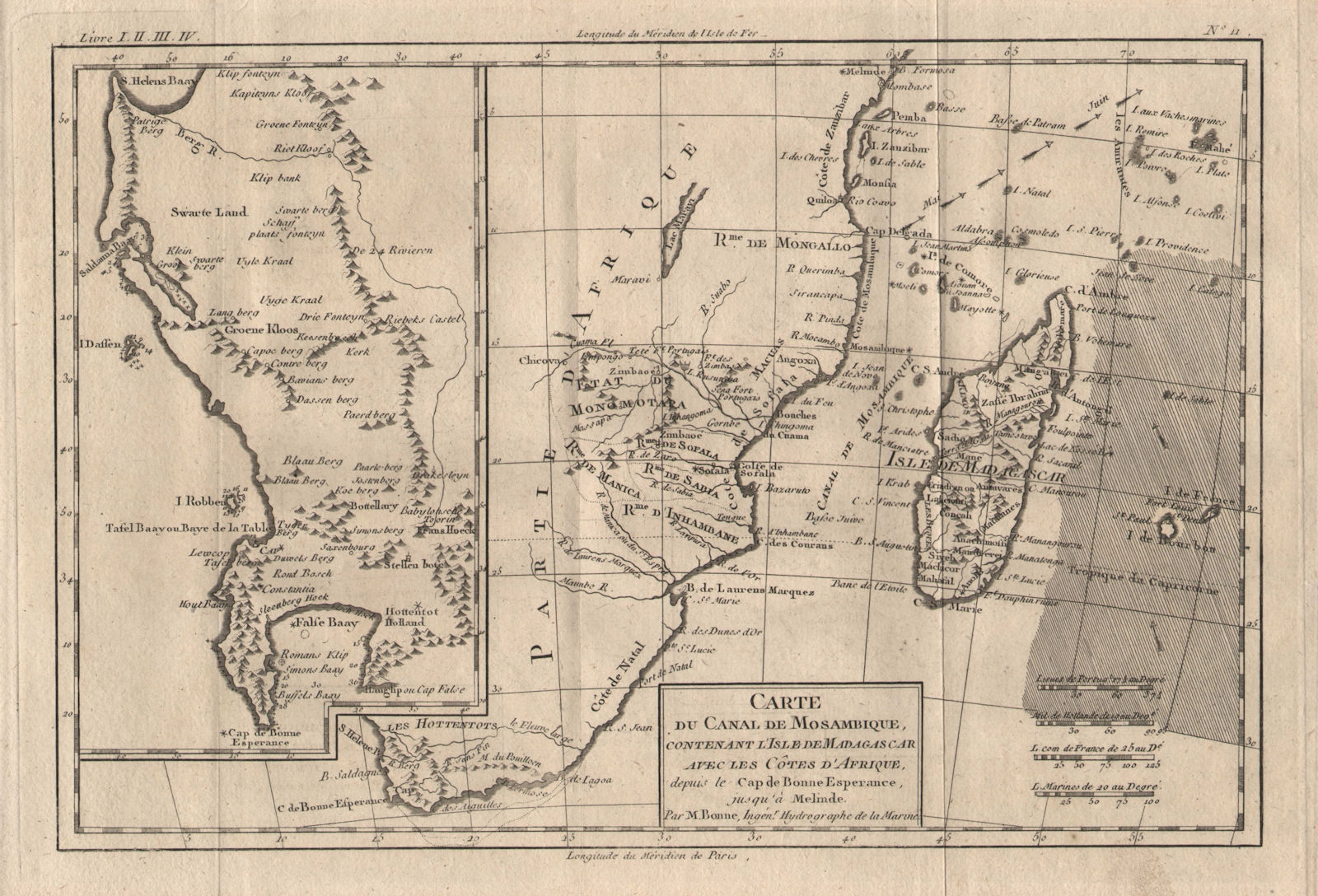 Associate Product "Carte du Canal de Mosambique…". Madagascar Bonne Esperance. BONNE 1780 map