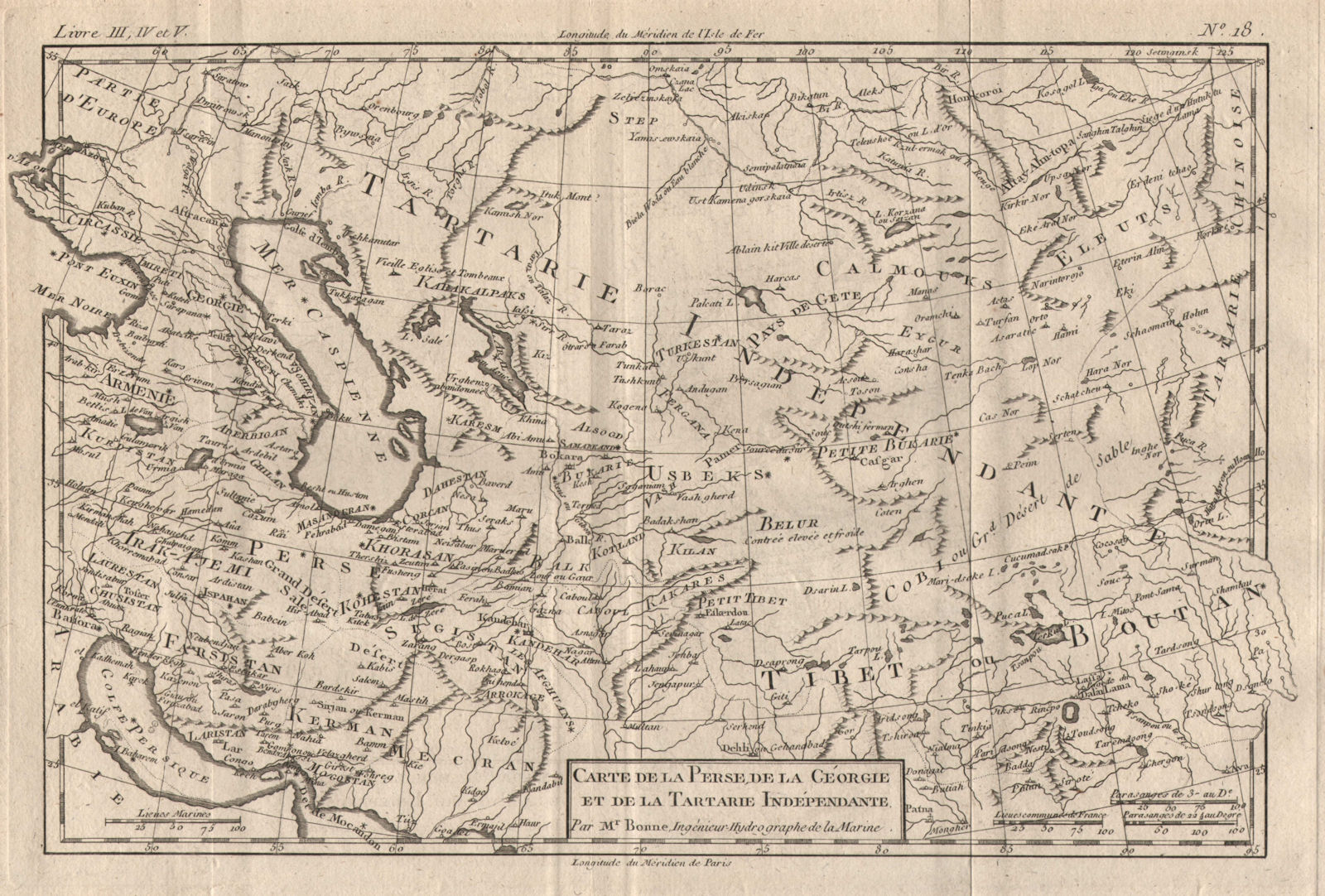 Associate Product Carte de la Perse, de la Géorgie et de la Tartarie… Central Asia. BONNE 1780 map